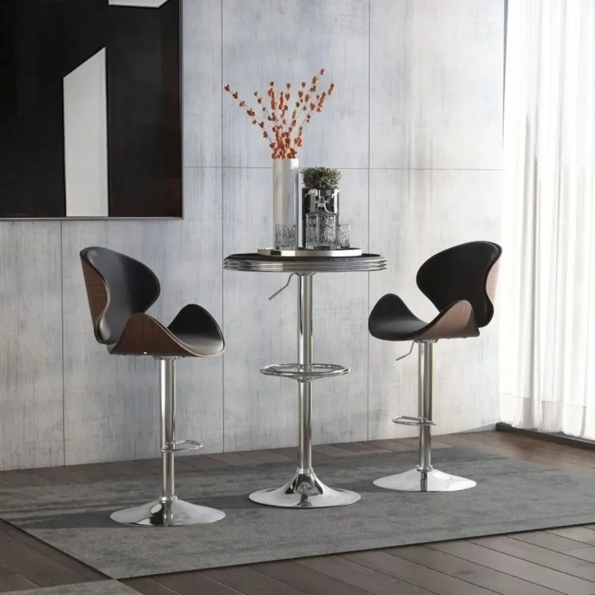Black Round Bistro Cafe Table Indoor Outdoor Use - Image 4