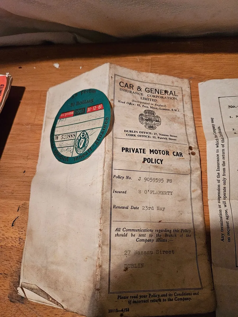 Vintage Car Insurance Certificate - Image 4