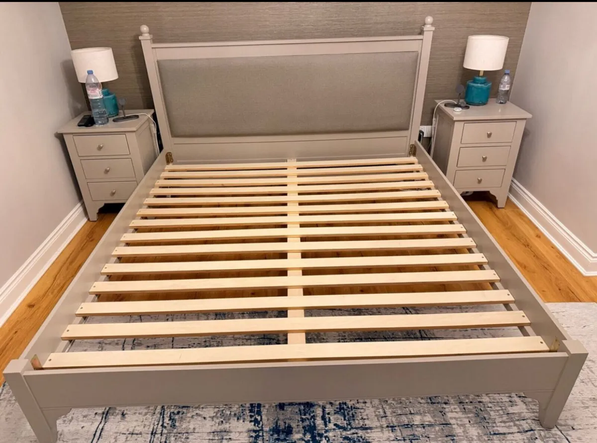 Extremely Solid Grey Fabric Wooden SuperKing Bed - Image 1