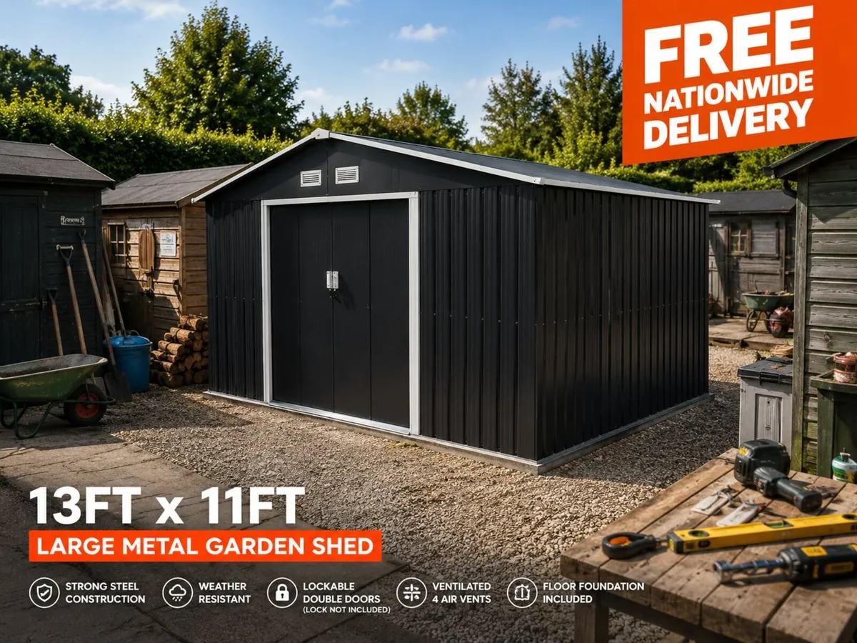 13 x 11ft Large Metal Garden Shed - Image 1