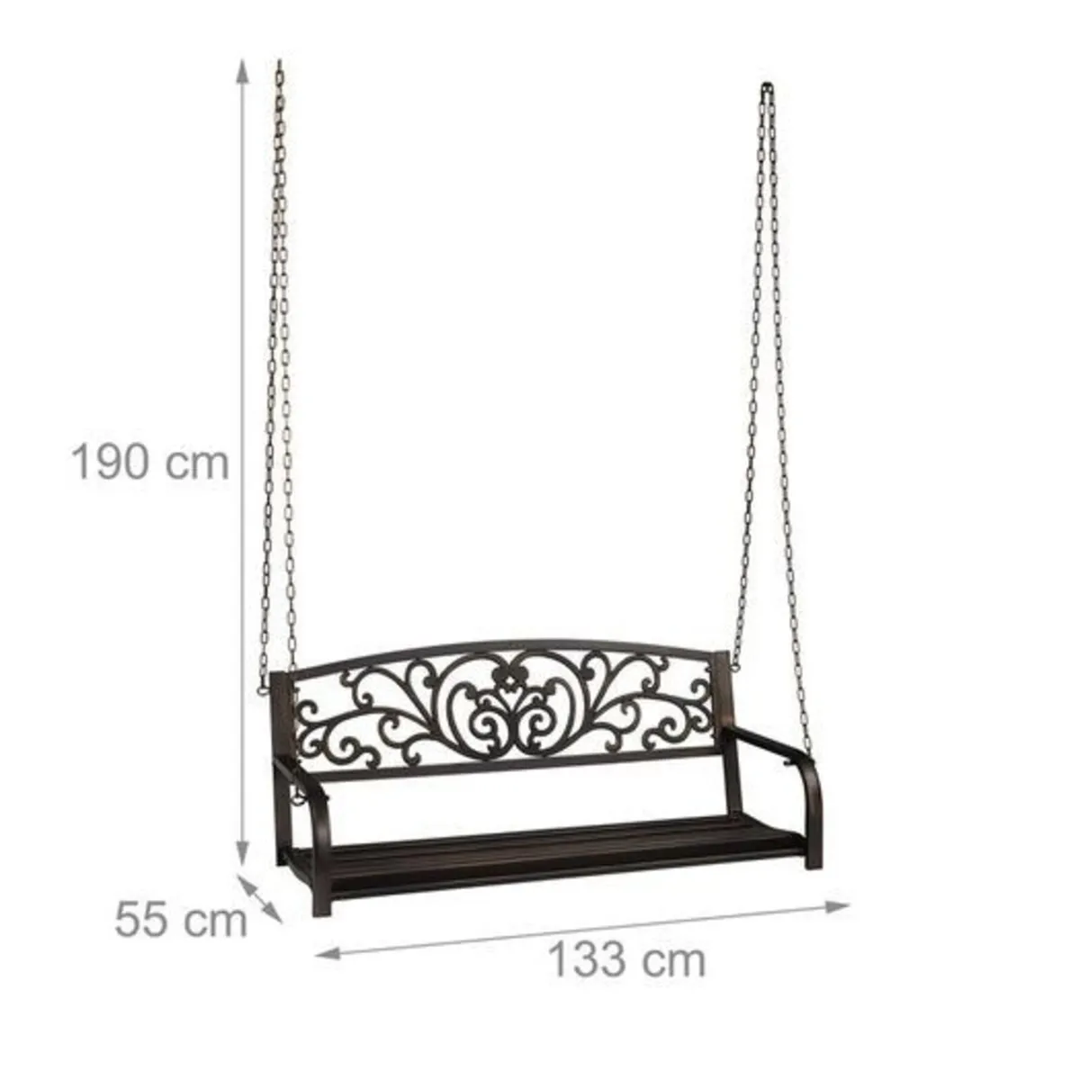 2-Seater Metal Hanging Porch Swing Bench - Image 3