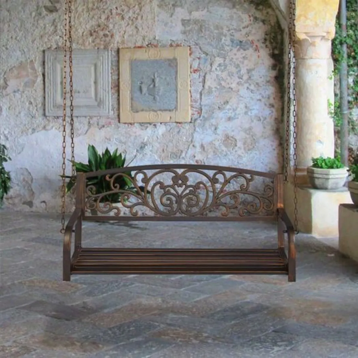 2-Seater Metal Hanging Porch Swing Bench - Image 4