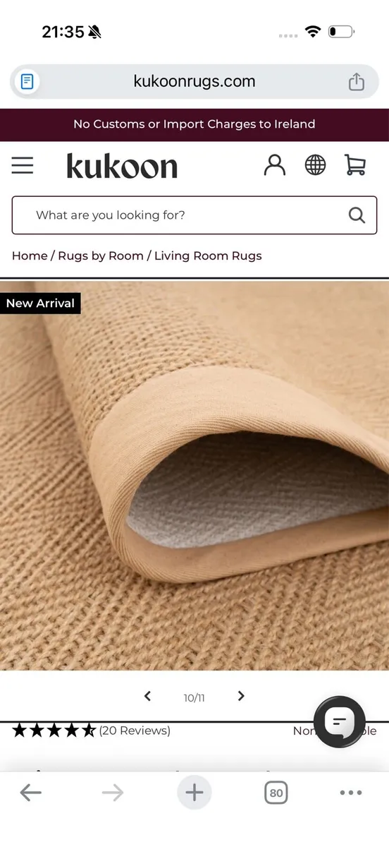 Kukoon Beige Cotton Border Natural Jute Area Rug - Image 3