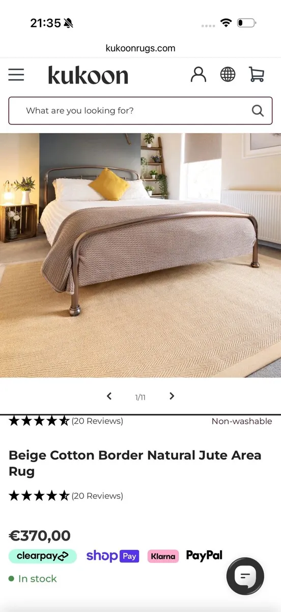 Kukoon Beige Cotton Border Natural Jute Area Rug - Image 1
