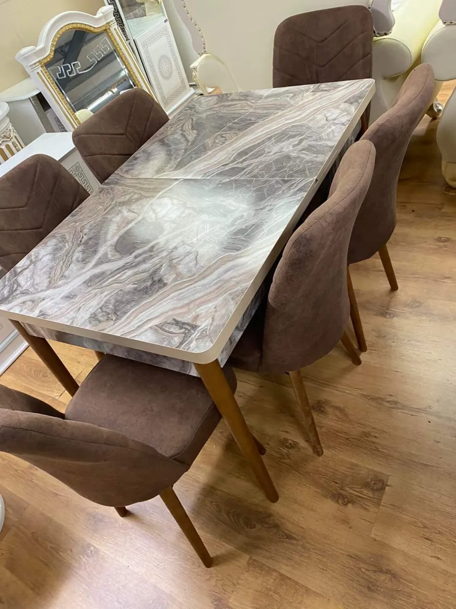 Extendable Kitchen Dining Table With 6 Chairs - Image 2