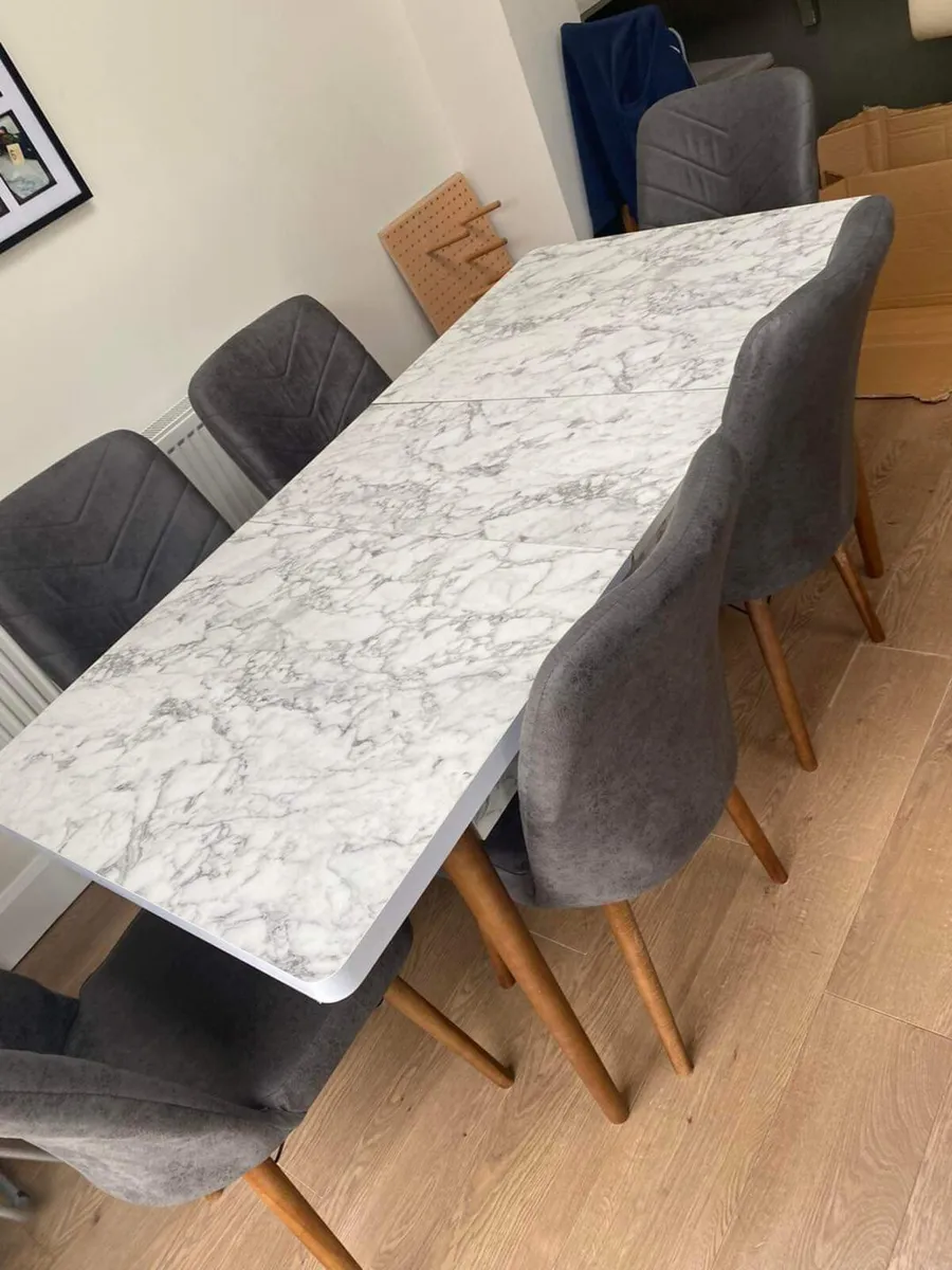 Extendable Kitchen Dining Table With 6 Chairs - Image 4