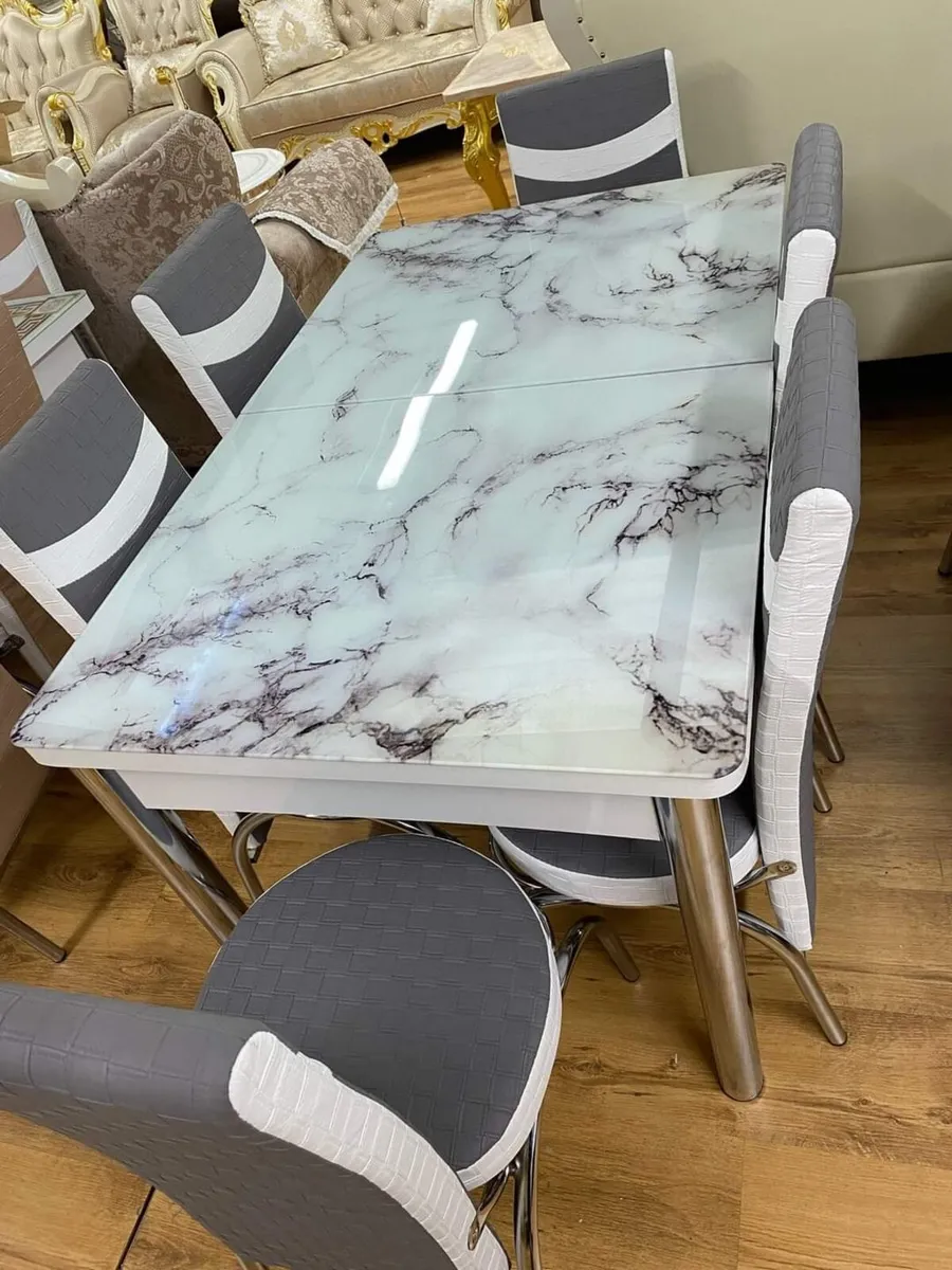 Extendable Kitchen Dining Table With 6 Chairs - Image 1