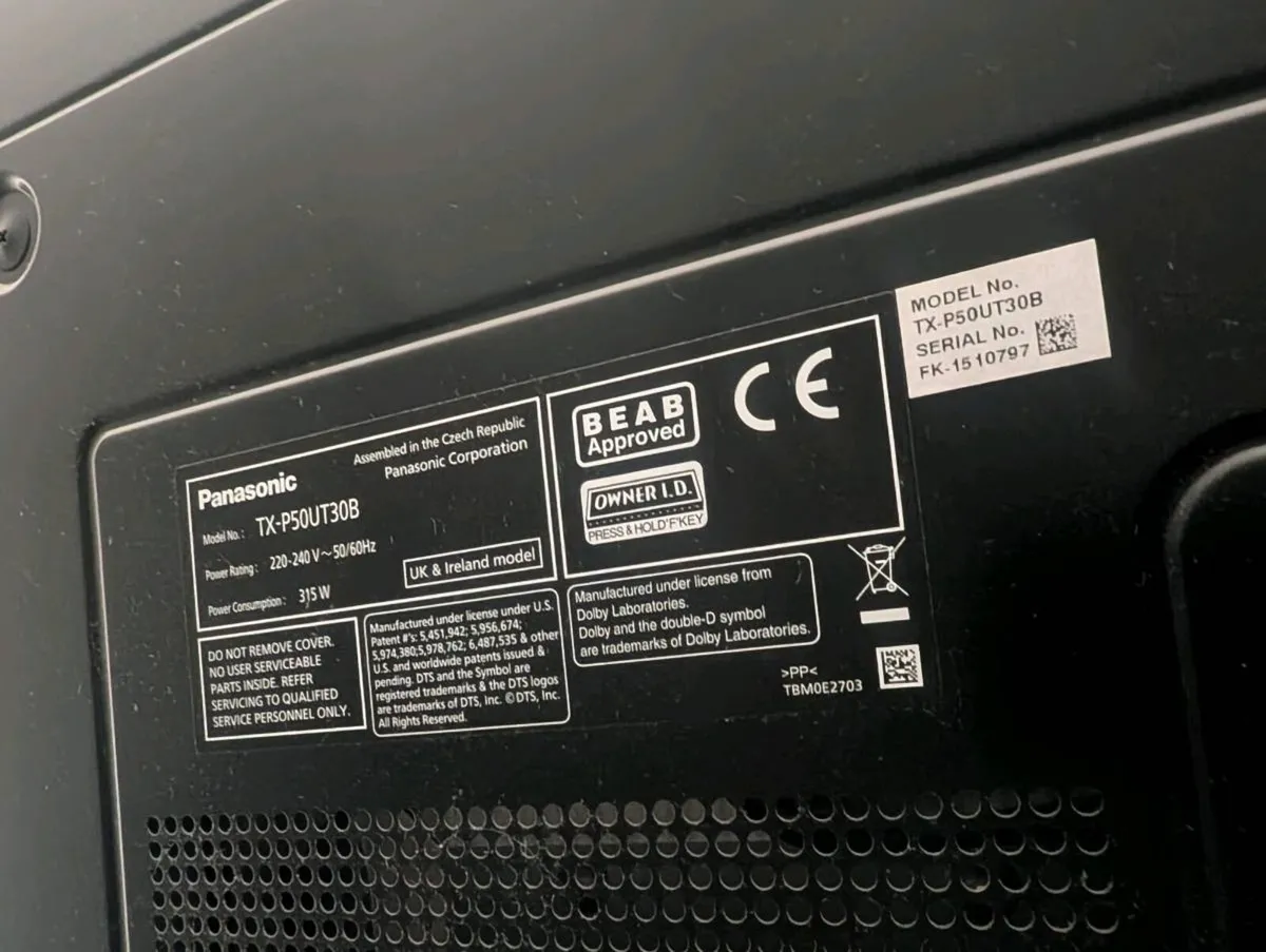 Panasonic 50" plasma TV - Image 3
