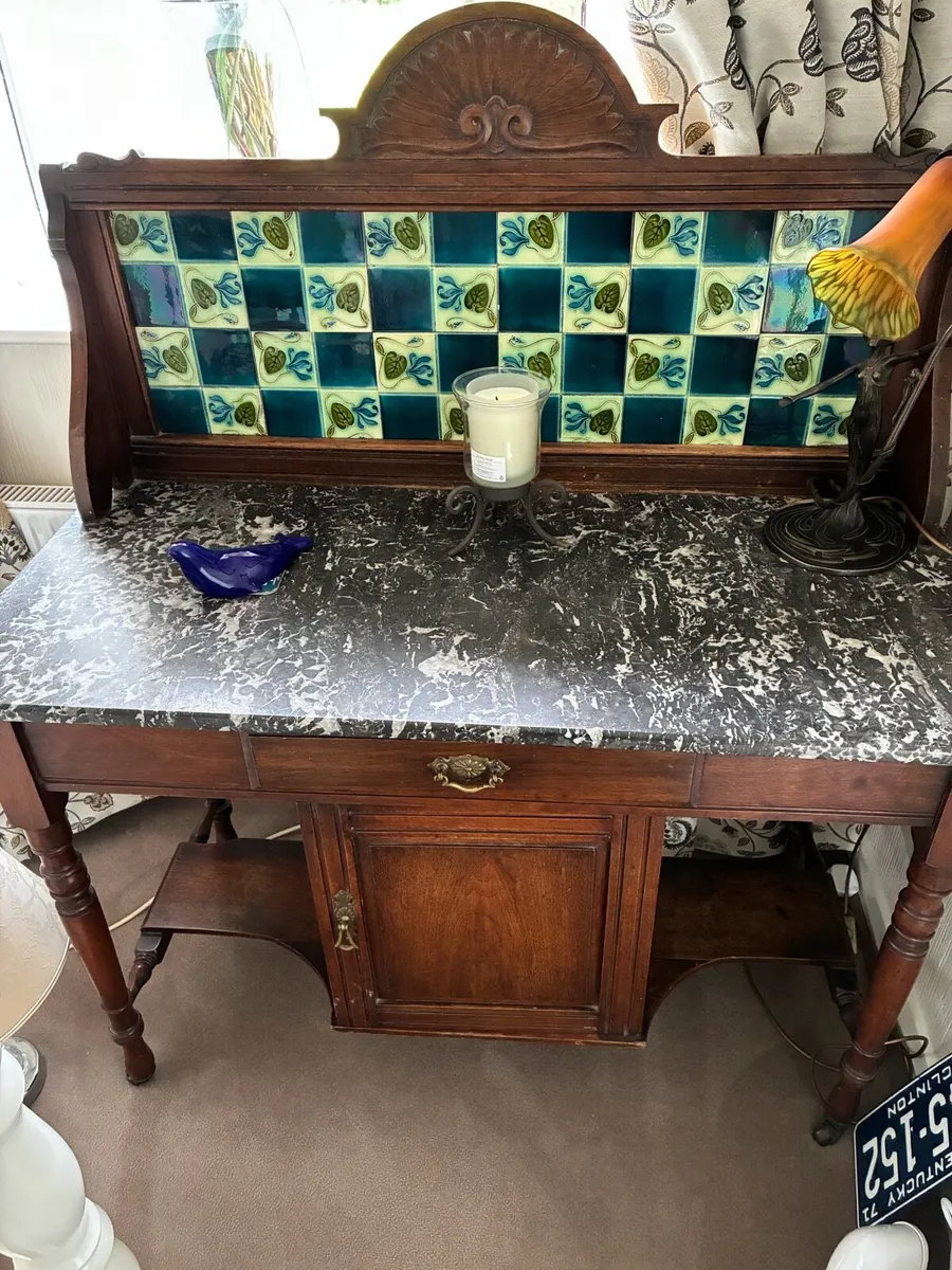 Antique washstand & antique mahogany Carver chai - Image 1