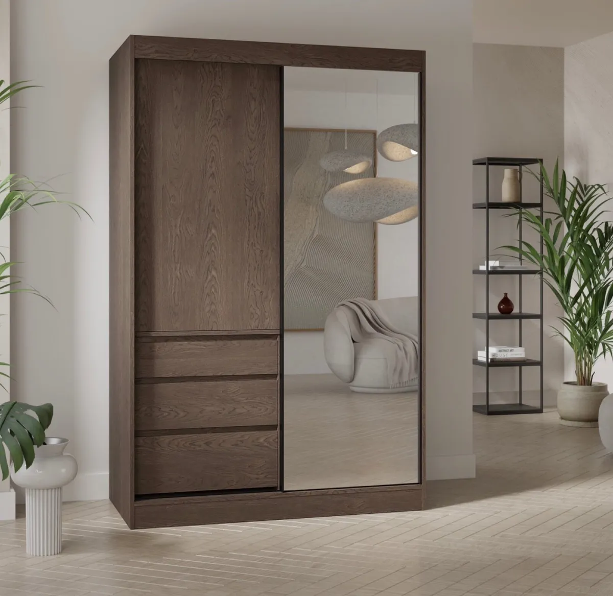 Wardrobe HAITI 140cm Brown *FREE DELIVERY - Image 1
