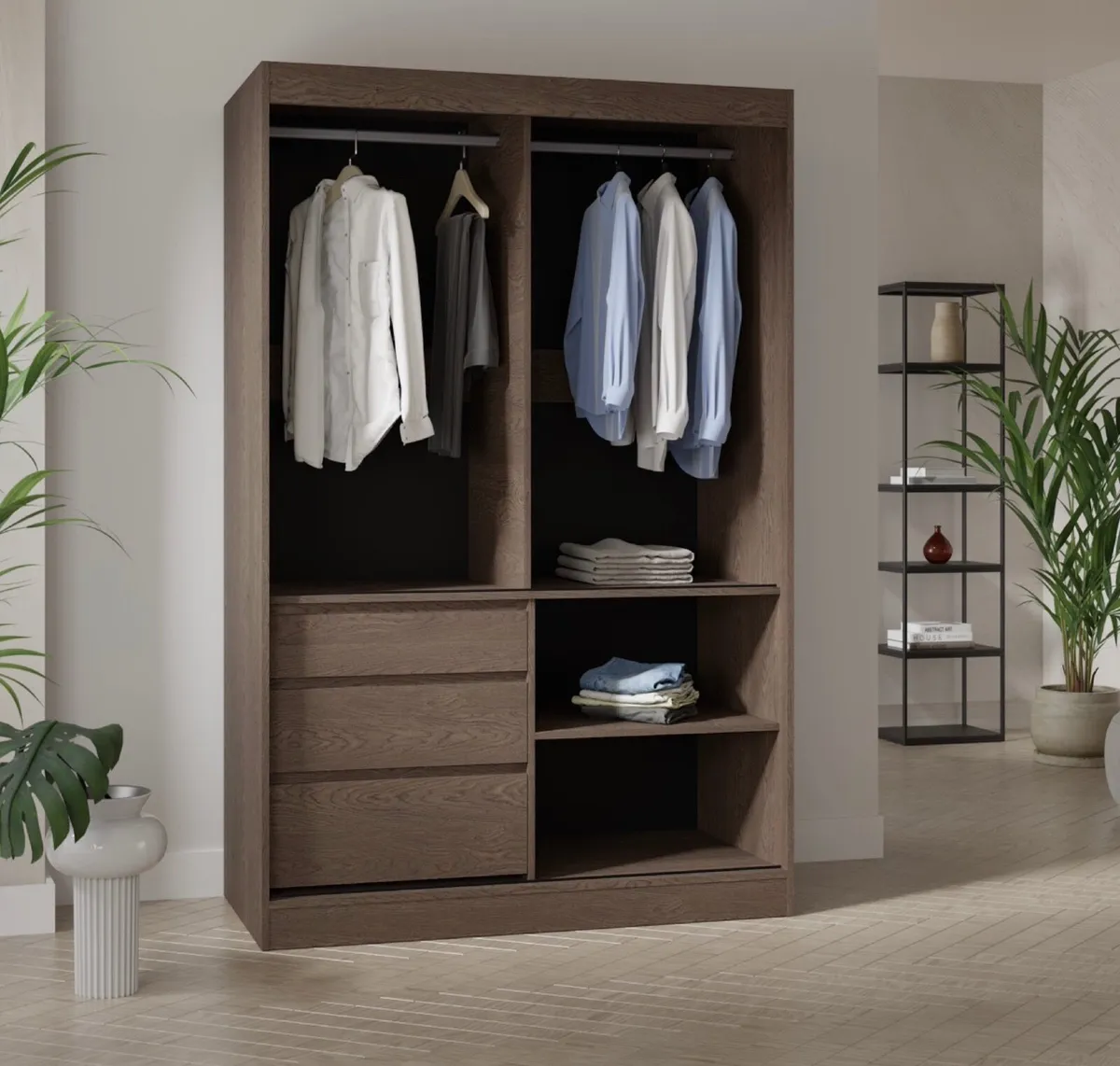 Wardrobe HAITI 140cm Brown *FREE DELIVERY - Image 2