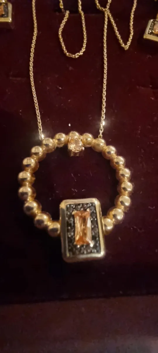 14k rose gold necklace+earrings - Image 2