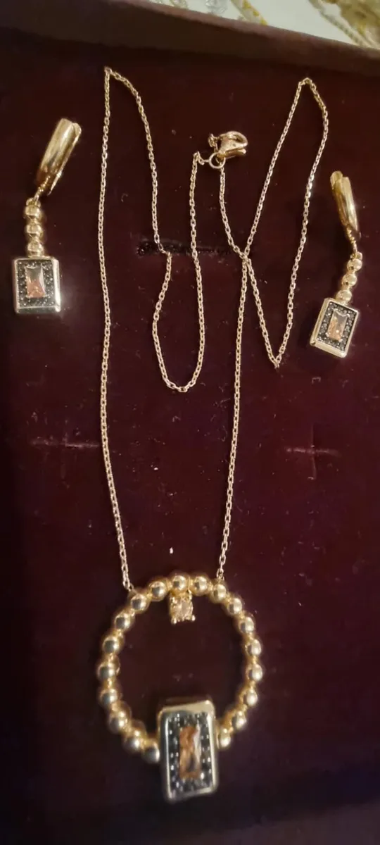 14k rose gold necklace+earrings - Image 4