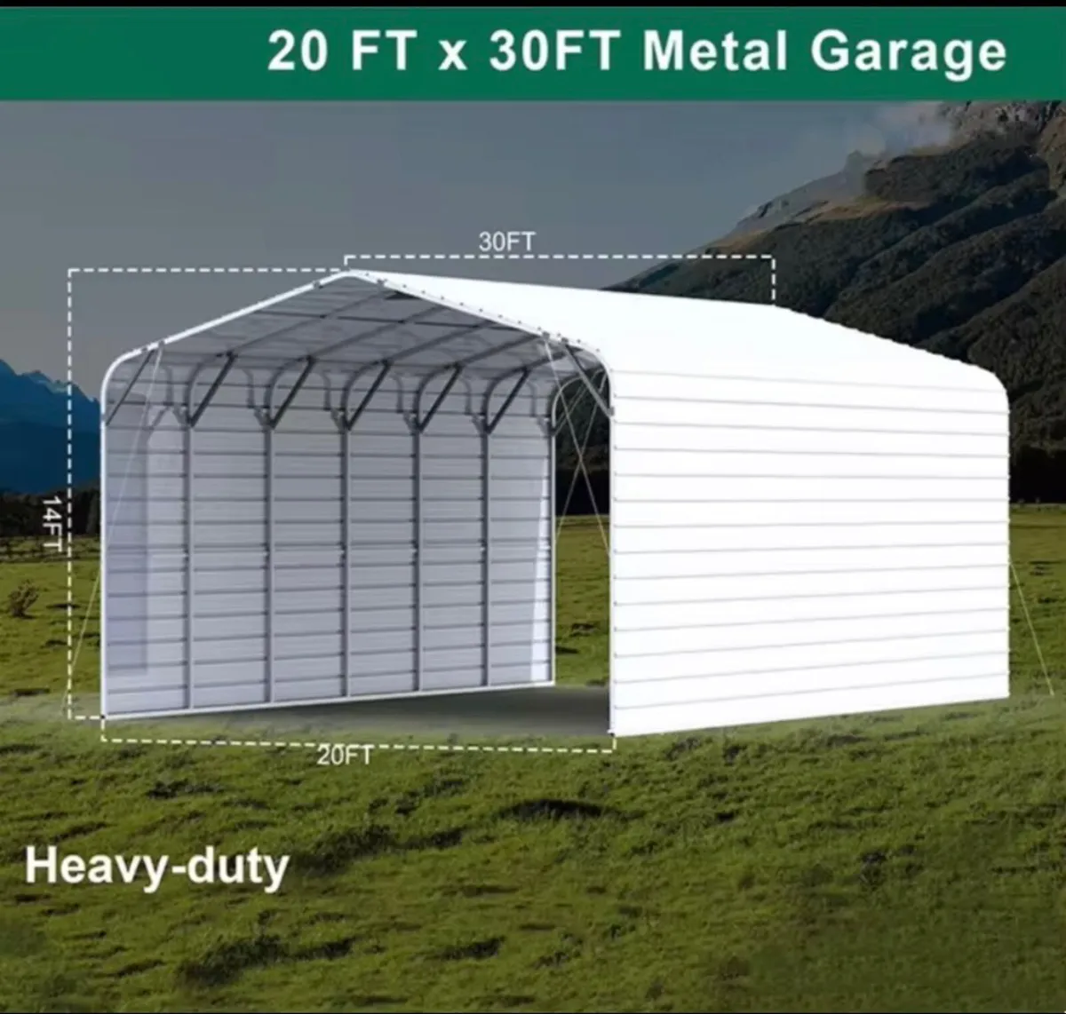 20 x 30ft Steel Carport Metal Shed - Image 2