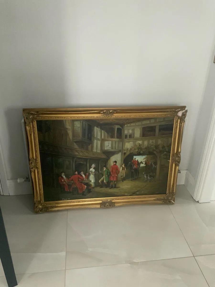 Vintage antique oil painting - Image 1