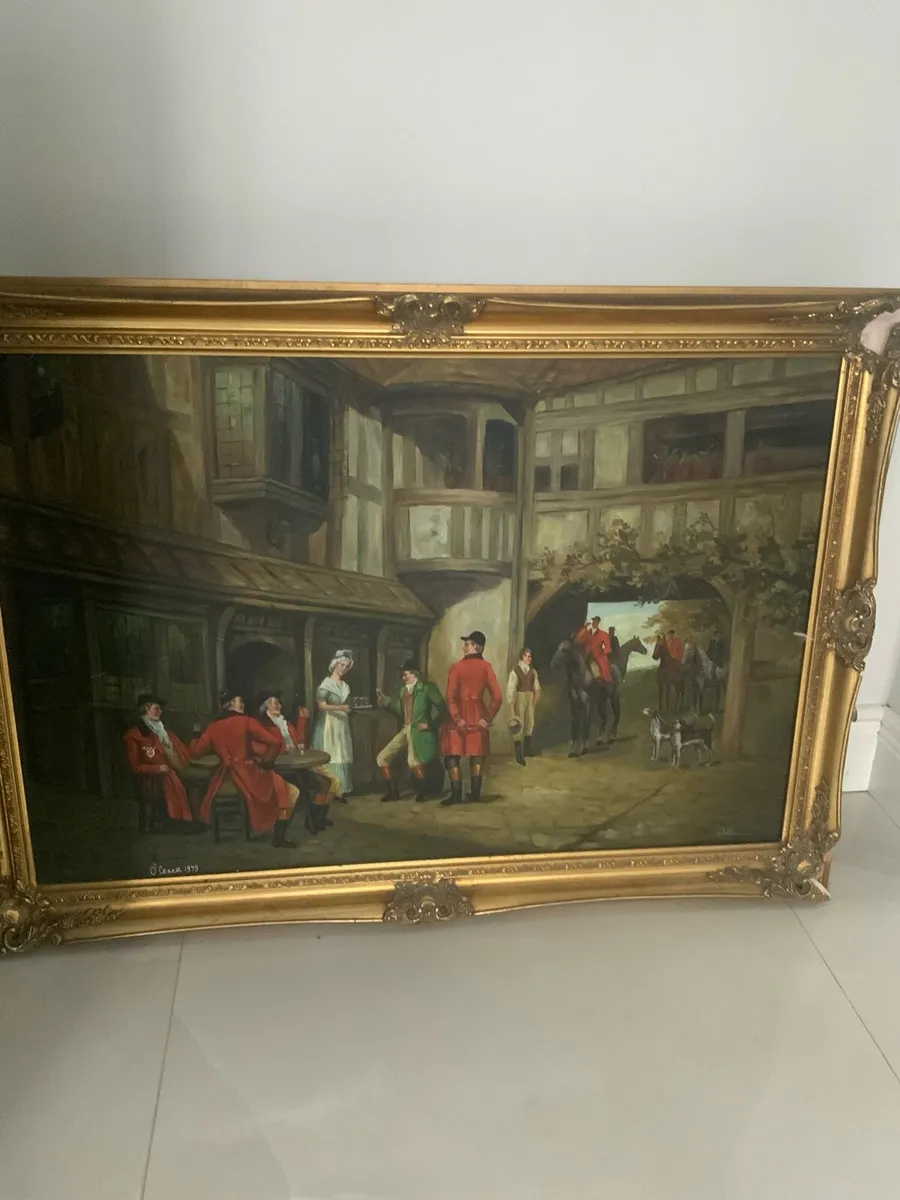 Vintage antique oil painting - Image 2