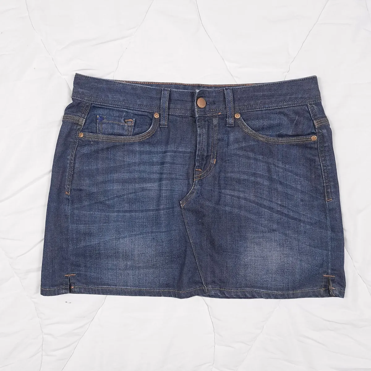 Gap Dark Wash Blue Denim Low Rise Mini Skirt 10UK - Image 1
