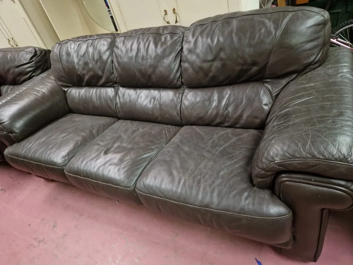 Leather Sofa Set Three Seater + 2 Single - Image 1