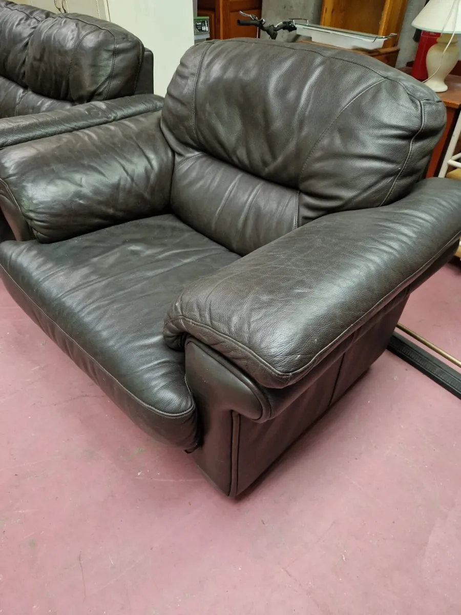 Leather Sofa Set Three Seater + 2 Single - Image 2