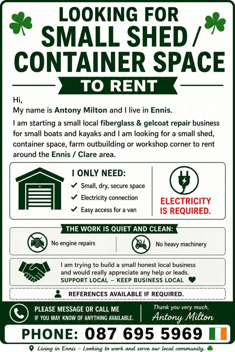 Looking for Small Shed or Workshop Space