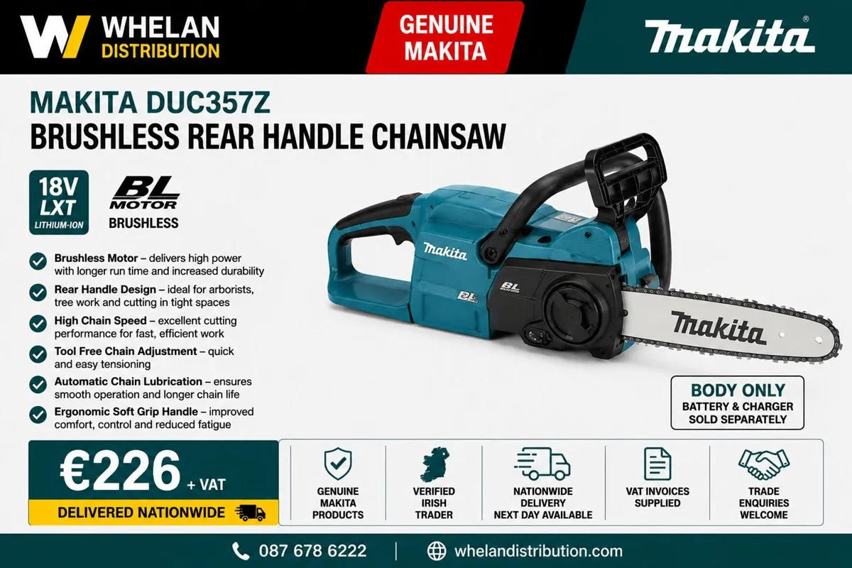 Makita DUC357Z Brushless Rear Handle Chainsaw - Image 1
