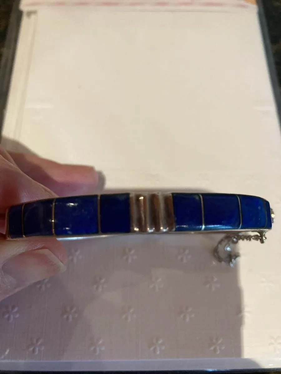 Sterling Silver lapis lazuli bangle - Image 2