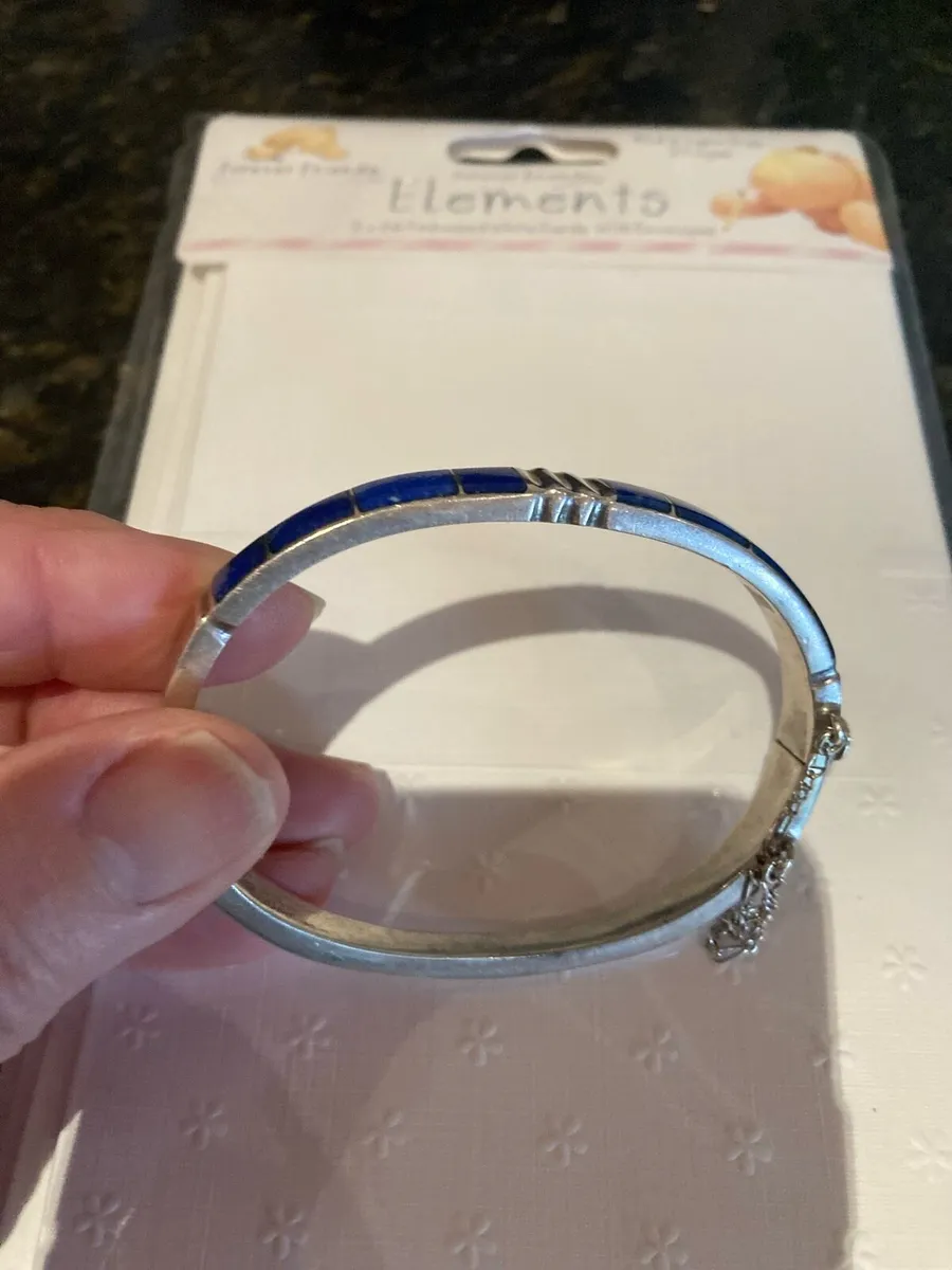 Sterling Silver lapis lazuli bangle - Image 1
