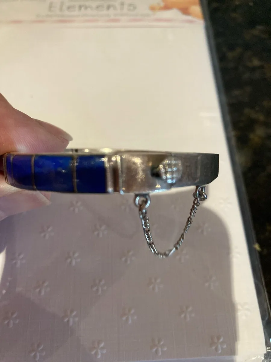 Sterling Silver lapis lazuli bangle - Image 4