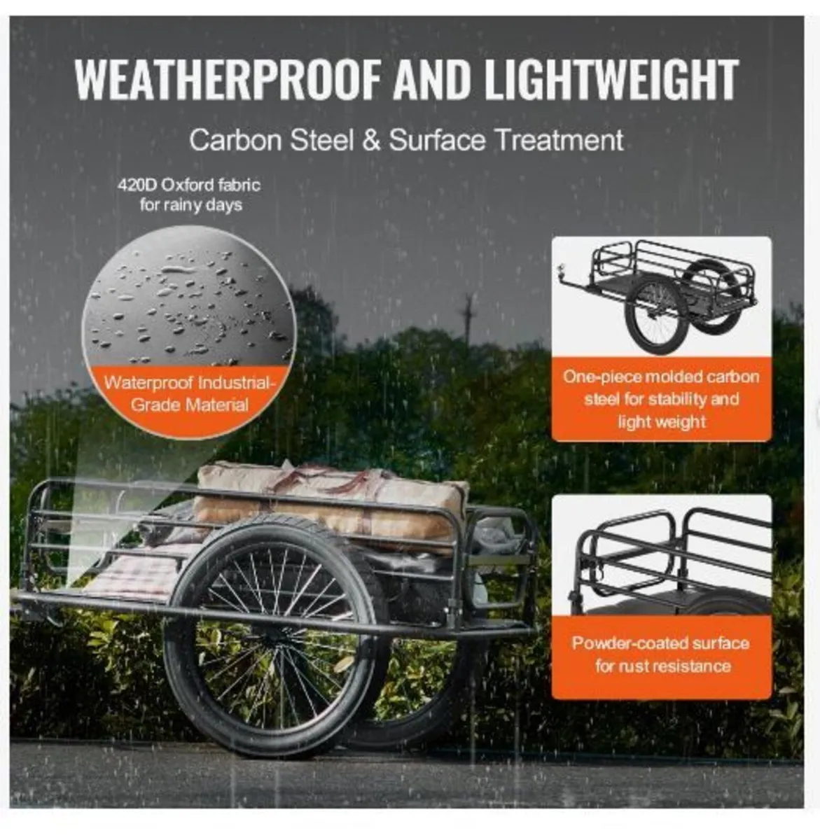 Bike Cargo Trailer, 275 lbs/124.7 kg Load Capacit - Image 4
