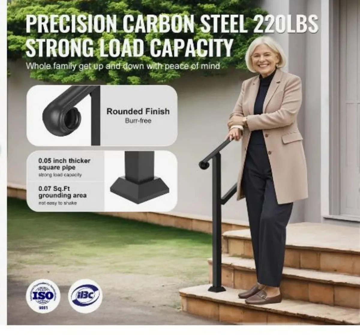 Handrails for Outdoor Steps, 2-3 Step Stair - Image 2