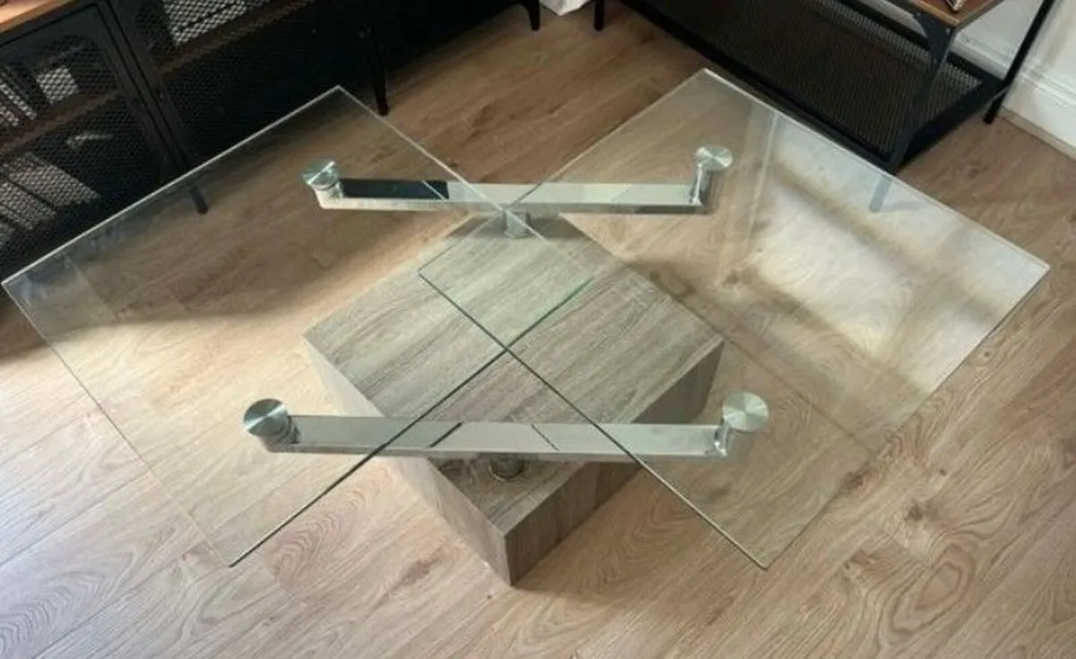 Luxury Modern Glass Top swivel coffee table - Image 1