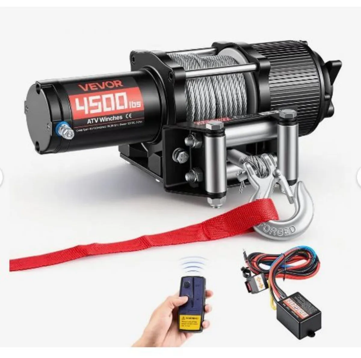 2041 kg Electric Winch, 12V DC ATV/UTV Winch - Image 1