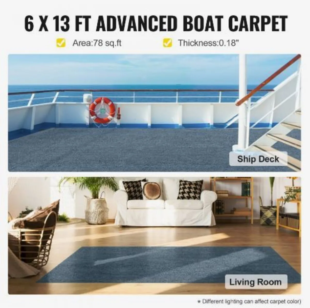 Marine Carpet 182.9x396.2 cm Boat Carpet Rugs - Image 2