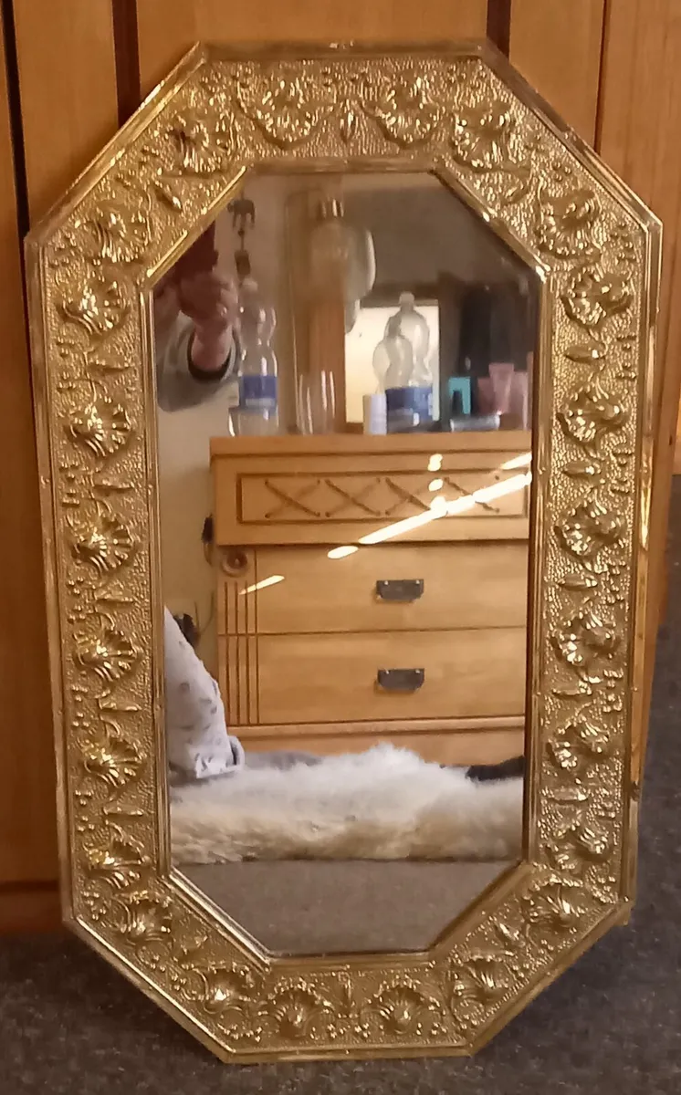 Vintage brass framed mirror - Image 3
