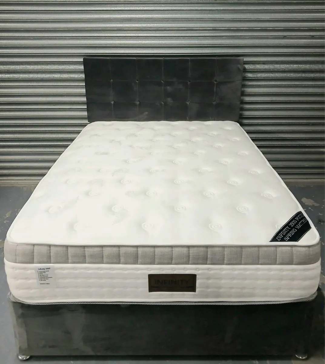 4ft6" Double bed mattress & headboard - Image 3