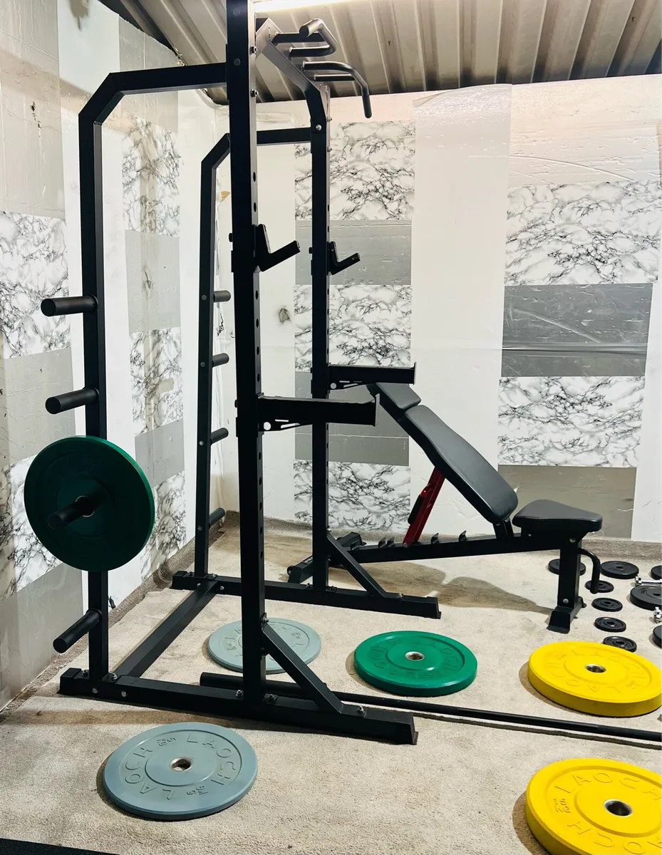 Commercial half rack Olympic weights barbell bench - Image 4