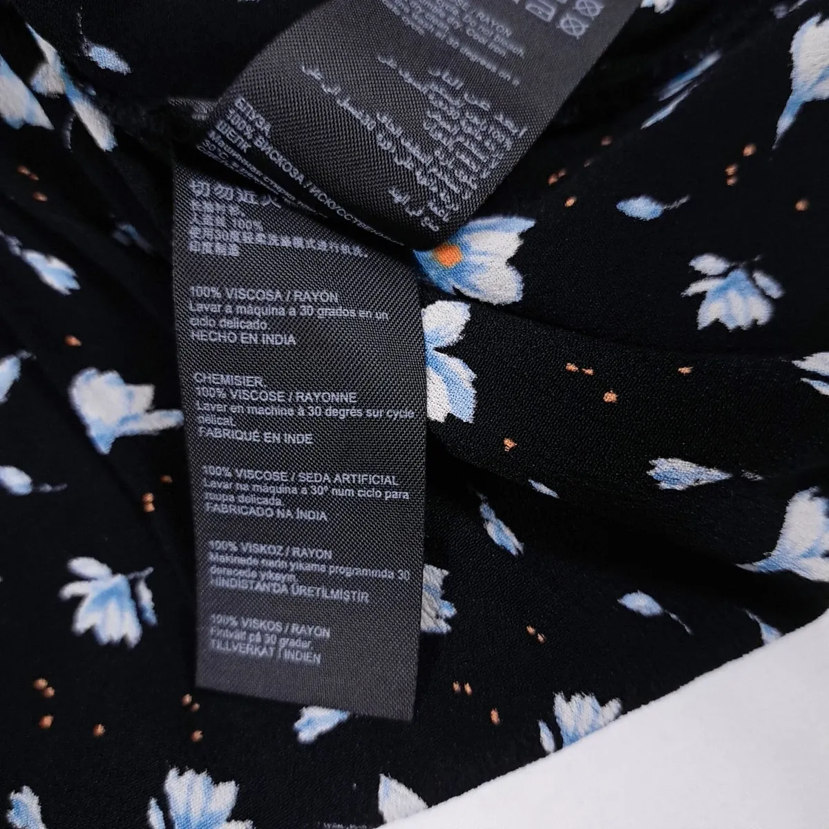 Mint Velvet Black Blue Floral Peplum Top 8UK - Image 3