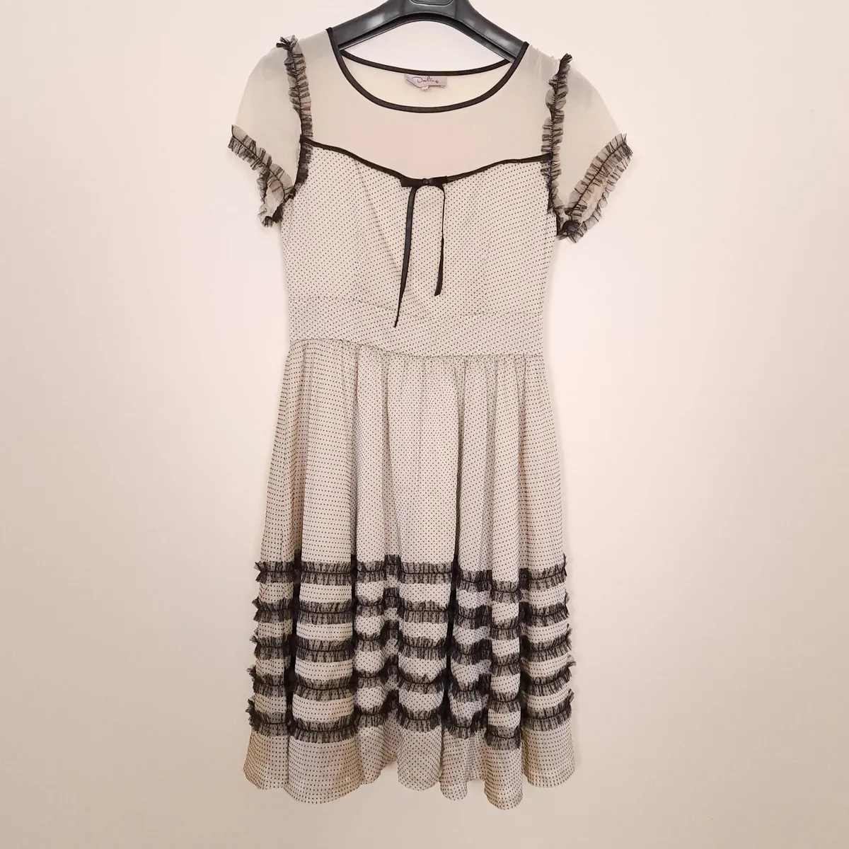 Darling Cream Black Polka Dot Tulle Dress S - Image 2