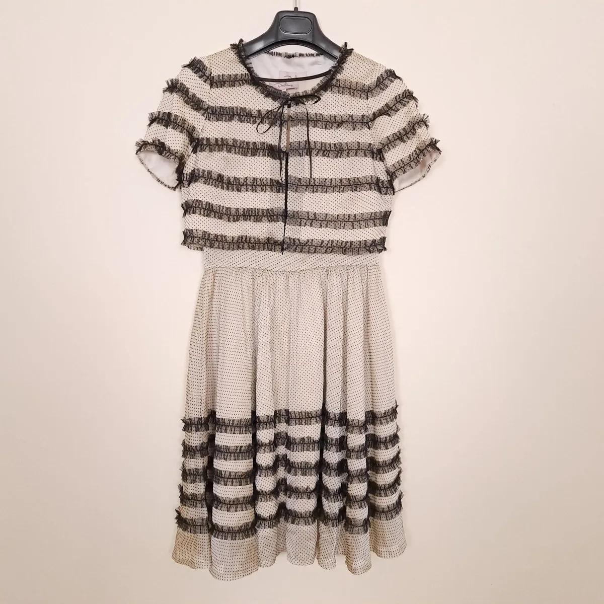 Darling Cream Black Polka Dot Tulle Dress S - Image 1