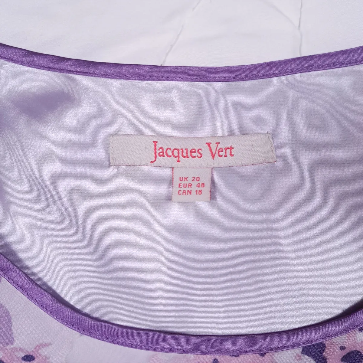 Jacques Vert Purple Floral Chiffon Blouse 20UK - Image 3