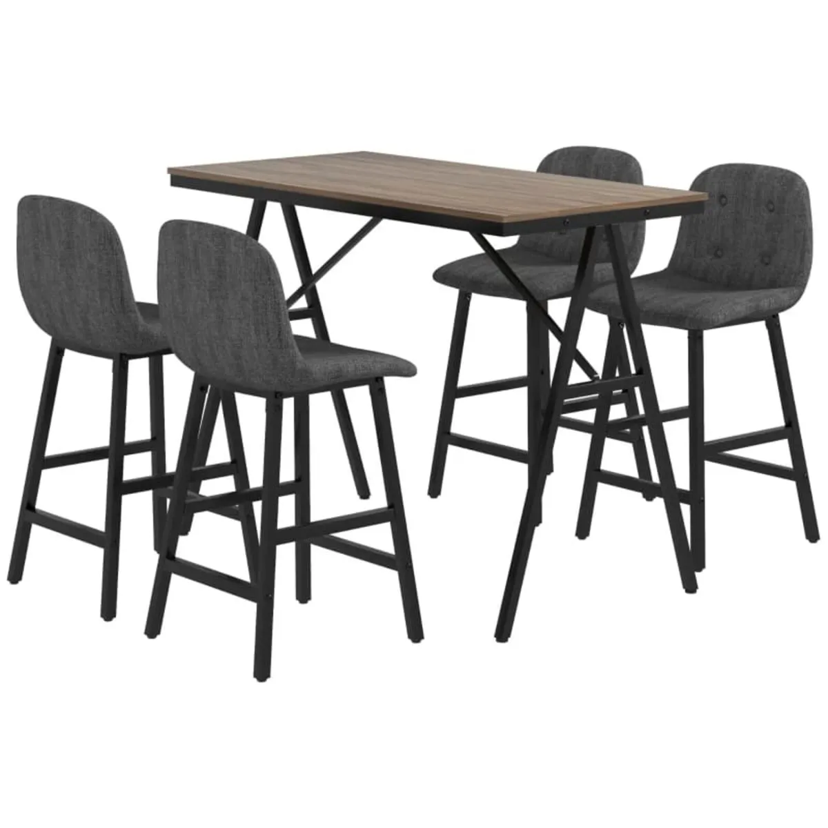 5-piece bar set, table and 4 stools, button tuftin - Image 1