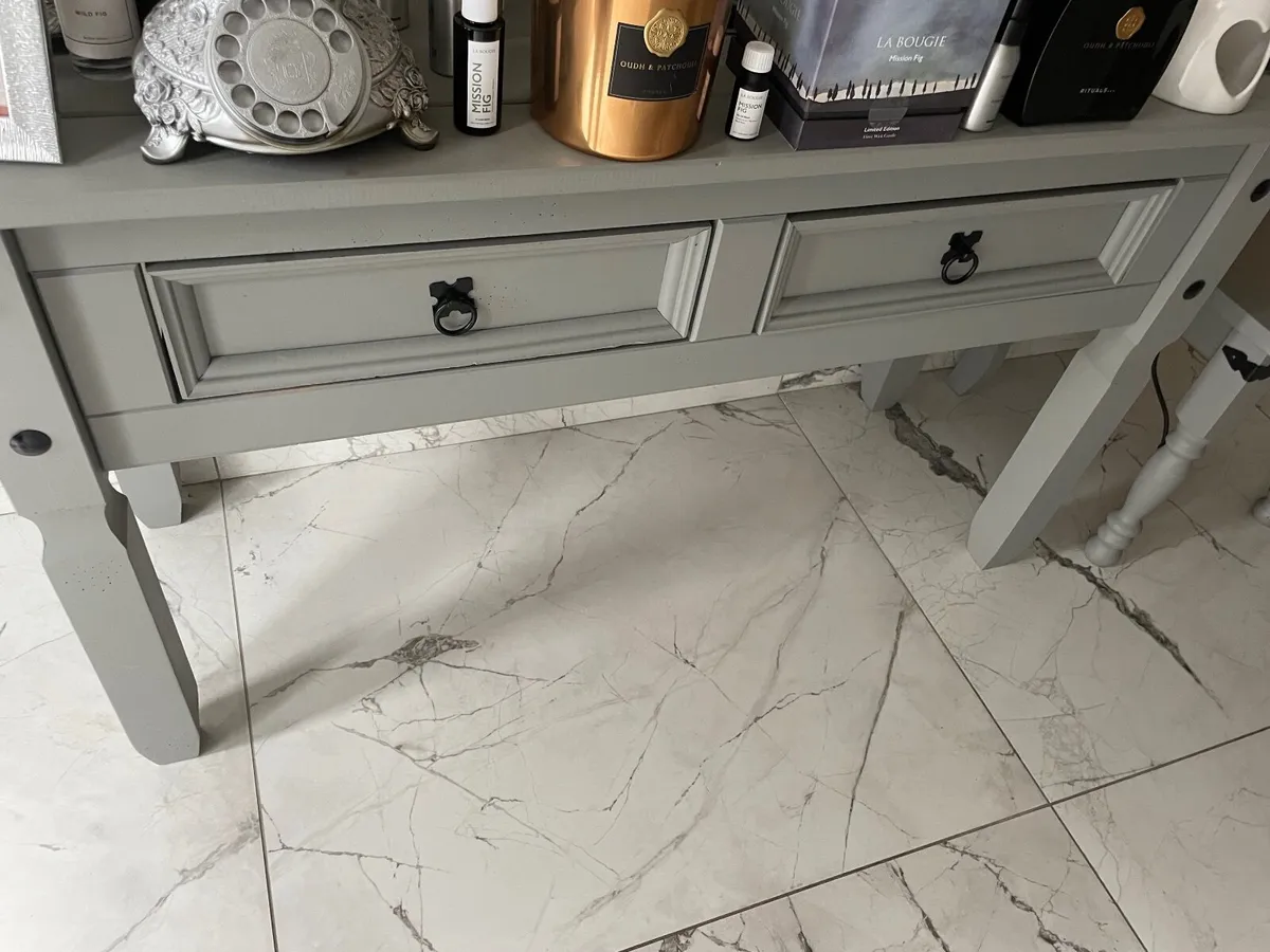 Hand painted solid pine hall table, chair & trunk - Image 4