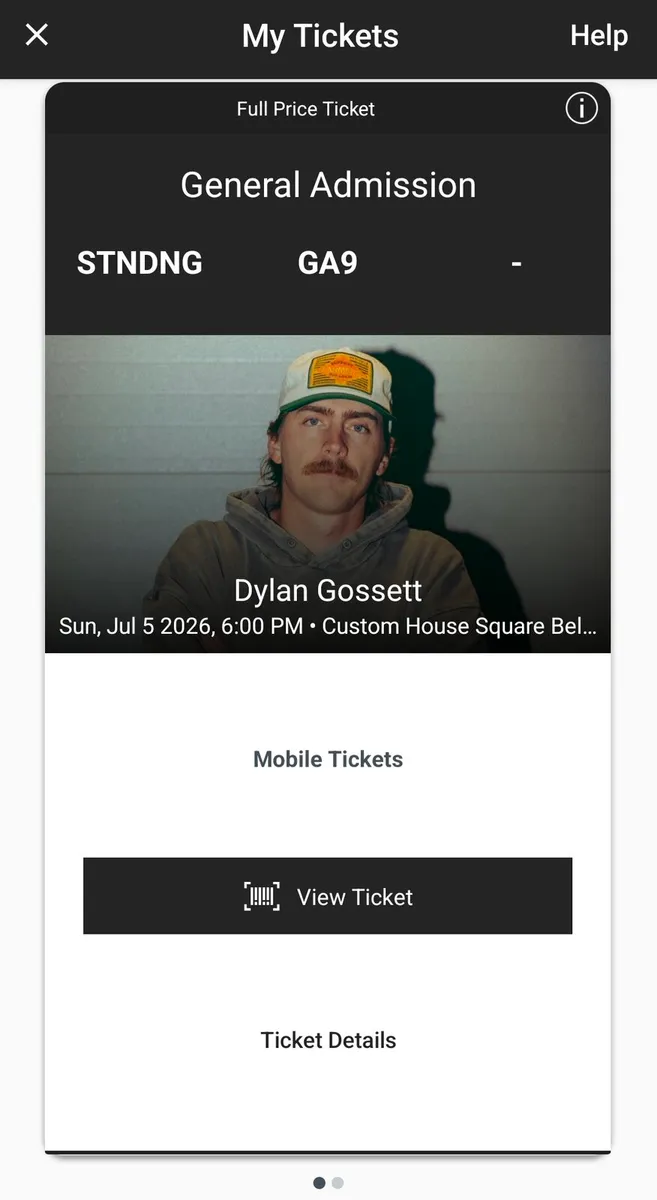 X2 Dylan Gossett Tickets 5th July - Image 2
