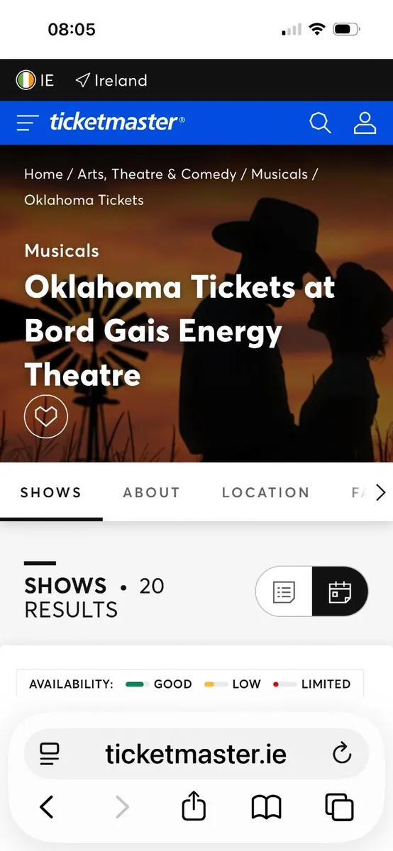 2 OKLAHOMA TICKETS-BORD GAIS - Image 2