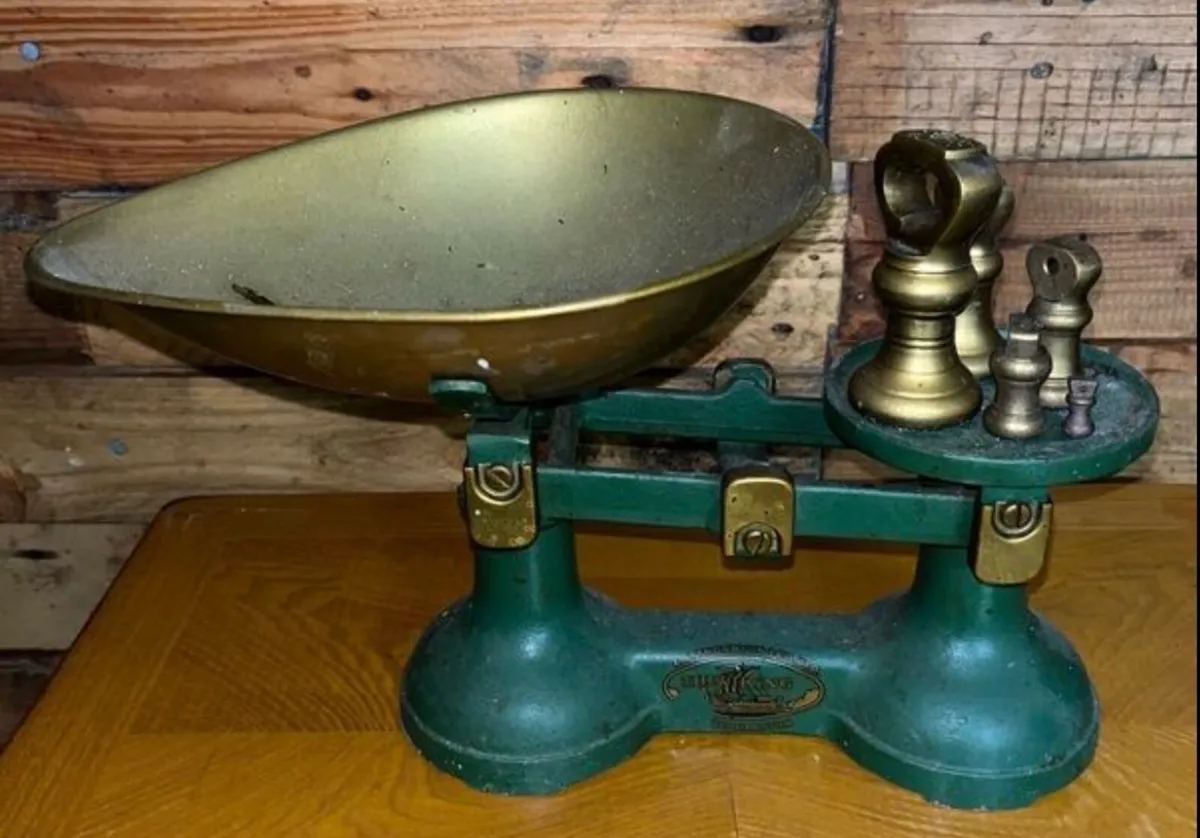 Vintage scales and brass weights