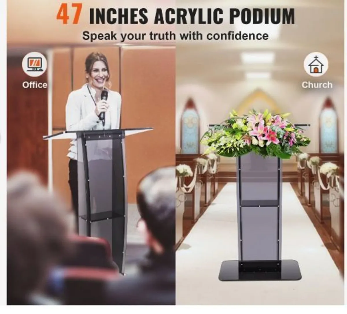 Acrylic Podium, 119 cm Tall - Image 4