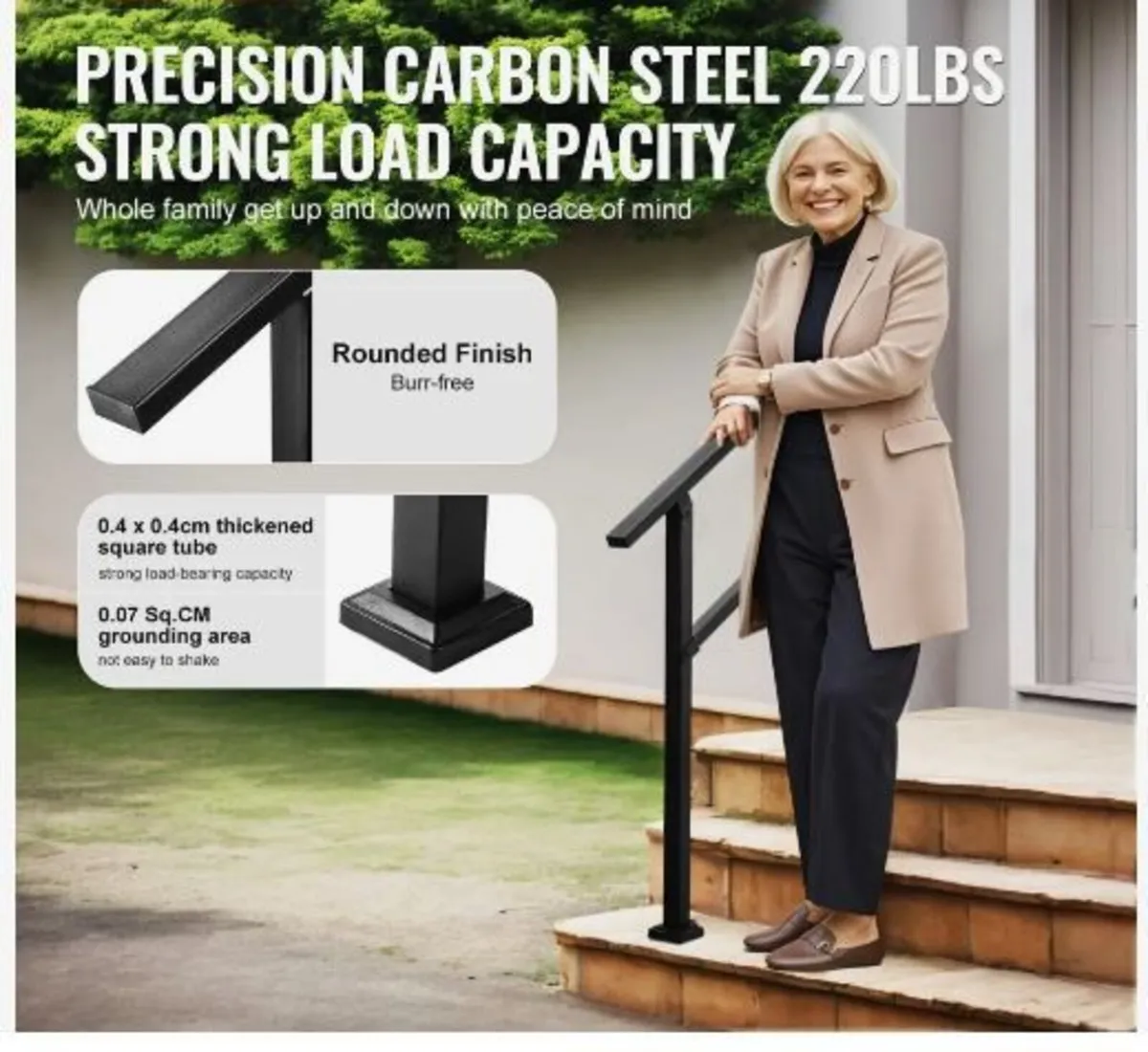 Outdoor Handrails for Steps, 2-3 Step Stair Rail - Image 3