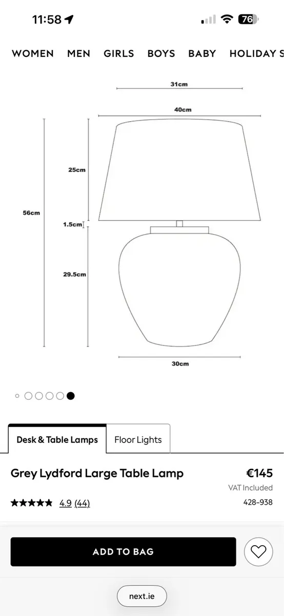 Grey Lydford Large Table Lamp - Image 4
