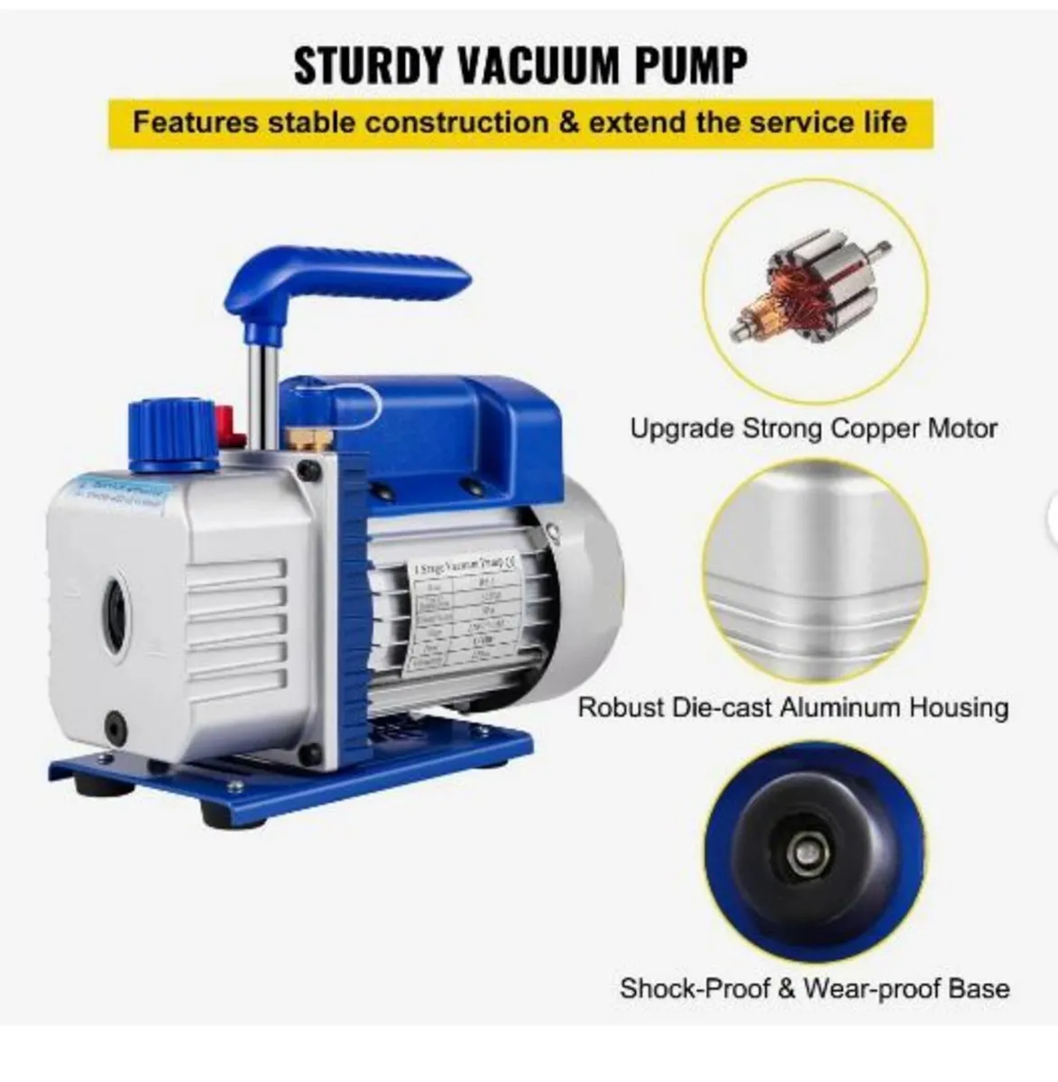 183 L/min(3CFM) 246W(1/3HP) Vacuum Pump - Image 3