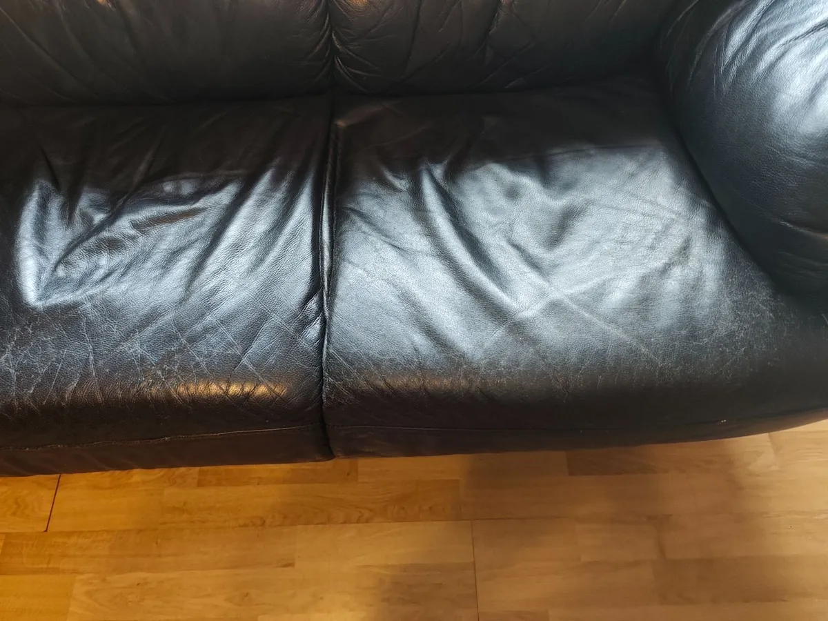 3+1+1 black leather sofa - Image 4
